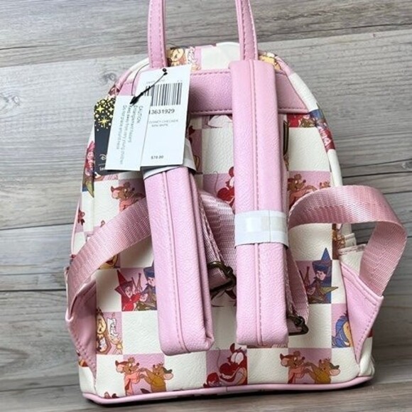 Loungefly Disney Best Friends Rose Checkered Mini Backpack - Picture 2 of 4